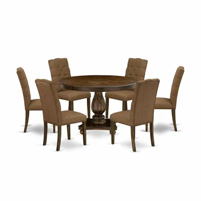East West Furniture 7 Piece Modern Dining Table Set In Multi