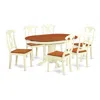 East West Furniture 7 Piece Modern Dining Table Set Consist Of An Oval Wooden Table With Butterfly Leaf And 6 Kitchen Di In Brown