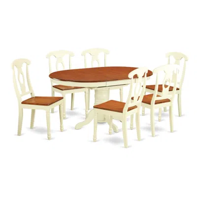 East West Furniture 7 Piece Modern Dining Table Set Consist Of An Oval Wooden Table With Butterfly Leaf And 6 Kitchen Di In Brown