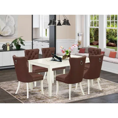East West Furniture 7 Piece Modern Dining Table Set Consists Of A Rectangle Kitchen Table