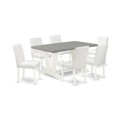 East West Furniture 7-piece Modern Rectangular Dining Room Table Set An Excellent Cement Color Modern Dining Table Top A In White