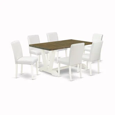 East West Furniture 7-piece Modern Rectangular Dining Room Table Set An Outstanding Distressed Jacobean Kitchen Table To In White