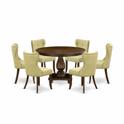 East West Furniture 7-piece Pedestal Dinette Set In Multi