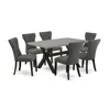 East West Furniture 7-piece Rectangular Dining Table Set - 6 Parson Chairs And A Rectangular Dining Table Hardwood Frame In Gray