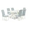 East West Furniture 7-piece Small Dining Table Set - 6 Padded Parson Chairs And A Rectangular Table Hardwood Structure In Blue