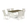 East West Furniture 7-piece Small Dining Table Set - 6 Parson Dining Room Chairs And A Rectangular Dinette Table Hardwoo In White