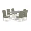 East West Furniture 7-piece Stylish A Good Cement Color Rectangular Table Top In Gray