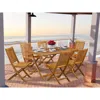 East West Furniture 7 Piece Superior Garden Set- Suitable For The Shore, Camping, Picnics - Lovely Wood Dining Table Wit