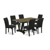 East West Furniture 7-piece Table And Chairs Dining Set In Black