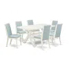 East West Furniture 7pc Dinette Set Includes A Wood Table And 6 Upholstered Dining Chairs With Baby Blue Color Linen Fab In Blue