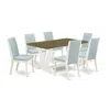 East West Furniture 7pc Dinette Set Offers A Wood Dining Table And 6 Parsons Dining Chairs With Baby Blue Color Linen Fa In Blue
