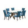 East West Furniture 7pc Dinette Sets For Small Spaces Consists Of A Wood Table And 6 Parsons Dining Chairs In Blue