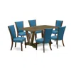 East West Furniture 7pc Dinette Sets For Small Spaces Includes A Dining Room Table And 6 Upholstered Dining Chairs With  In Blue