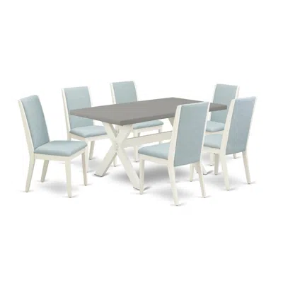 East West Furniture 7pc Modern Dining Table Set Includes A Dinette Table And 6 Parson Chairs In Multi