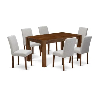 East West Furniture 7pc Wood Dining Table Set Consists Of A Wood Table And 6 Parsons Dining Room Chairs In Multi