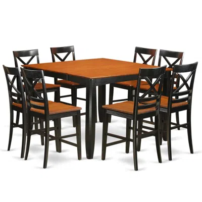 East West Furniture 9 Pc Counter Height Dining Set - Kitchen Table And 8 Bar Stools.