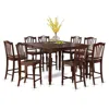 East West Furniture 9 Pc Counter Height Table Set-square Gathering Tablealong With 8 Kitchen Counter Chairs In Brown