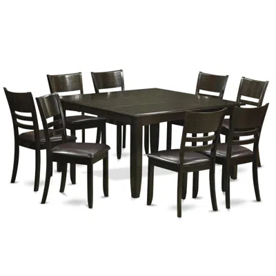 East West Furniture 9 Pc Dining Room Set-dinette Table With Leaf And 8 Kitchen Chairs.