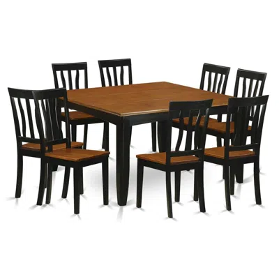 East West Furniture 9 Pc Dining Room Set-dining Table And 8 Wood Dining Chairs