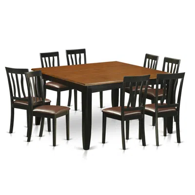 East West Furniture 9 Pc Dining Room Set-dining Table And 8 Wood Dining Chairs