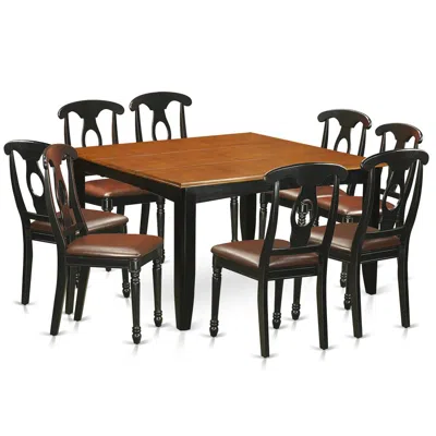 East West Furniture 9 Pc Dining Room Set-dining Table And 8 Wood Dining Chairs In Brown