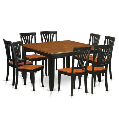 East West Furniture 9 Pc Dining Room Set-dining Table And 8 Wooden Dining Chairs