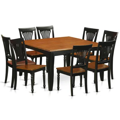 East West Furniture 9 Pc Dining Room Set-dining Table And 8 Wooden Dining Chairs In Brown