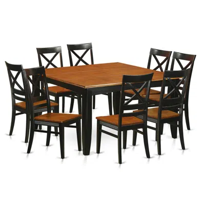 East West Furniture 9 Pc Dining Room Set-dining Table With 8 Wooden Dining Chairs In Black