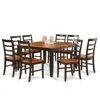 East West Furniture 9 Pc Dining Room Set For 8-square Table With Leaf And 8 Dining Chairs In Brown