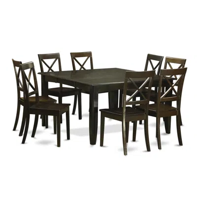 East West Furniture 9 Pc Dining Room Set Kitchen Table With Leaf And 8 Dinette Chairs.