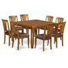 East West Furniture 9 Pc Dining Room Set-table With Leaf And 8 Dining Chairs. In Brown
