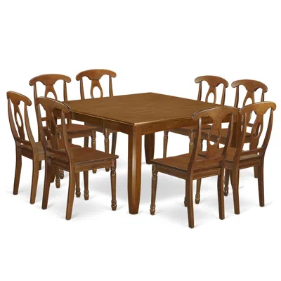 East West Furniture 9 Pc Formal Dining Room Set Dining Table With Leaf And 8 Dinette Chairs.