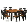 East West Furniture 9 Pc Kitchen Table Set With A Dining Table And 8 Dining Chairs In Black And Cherry In Brown