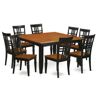 East West Furniture 9 Pc Kitchen Table Set With A Dining Table And 8 Dining Chairs In Black And Cherry In Brown