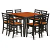 East West Furniture 9 Pc Pub Table Set- Square Counter Height Table And 8 Dining Chairs