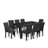 East West Furniture 9 Piece Dining Table Set In Black