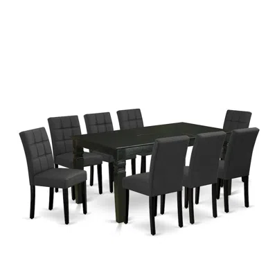 East West Furniture 9 Piece Dining Table Set In Black