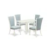 East West Furniture A Dinette Set Of 4 Amazing Kitchen Dining Chairs With Linen Fabric Baby Blue Color And A Lovely Drop In Blue