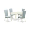 East West Furniture A Dinette Set Of 4 Excellent Indoor Dining Chairs With Linen Fabric Baby Blue Color And A Fantastic  In Multi
