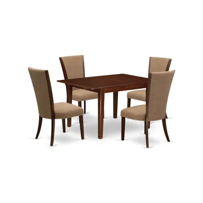 East West Furniture A Dinette Set Of 4 Fantastic Parson Dining Chairs With Linen Fabric Light Sable Color And A Gorgeous In Multi