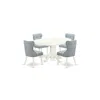 East West Furniture A Dining Room Table Set Of 4 Excellent Parson Chairs With Linen Fabric Baby Blue Color And A Gorgeou In Multi