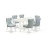 East West Furniture A Dining Room Table Set Of 6 Amazing Parson Chairs With Linen Fabric Baby Blue Color And A Fantastic In Blue