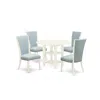 East West Furniture A Dining Set Of 4 Great Kitchen Chairs With Linen Fabric Baby Blue Color And A Stunning Drop Leaf An In White