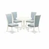 East West Furniture A Dining Table Set Of 4 Fantastic Parson Dining Chairs With Linen Fabric Baby Blue Color And A Stunn In Multi