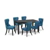East West Furniture A Dining Table Set Of 6 Fantastic Kitchen Dining Chairs Using Linen Fabric Mineral Blue Color And A  In Blue