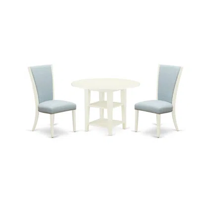 East West Furniture A Kitchen Dining Table Set Of 2 Great Kitchen Dining Chairs With Linen Fabric Baby Blue Color And An