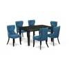 East West Furniture A Kitchen Table Set Of 6 Excellent Parson Chairs Using Linen Fabric Mineral Blue Color And A Lovely  In Blue