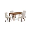 East West Furniture A Modern Dining Table Set Of 4 Fantastic Kitchen Dining Chairs With Linen Fabric Doeskin Color And A In Multi