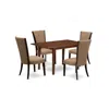 East West Furniture A Wooden Dining Table Set Of 4 Excellent Kitchen Chairs With Linen Fabric Light Sable Color And A Lo In Brown