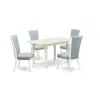 East West Furniture A Wooden Dining Table Set Of 4 Wonderful Dining Room Chairs With Linen Fabric Baby Blue Color And A  In Multi